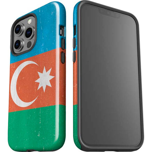 Azerbaijan Flag Distressed iPhone 15 Pro Impact Case